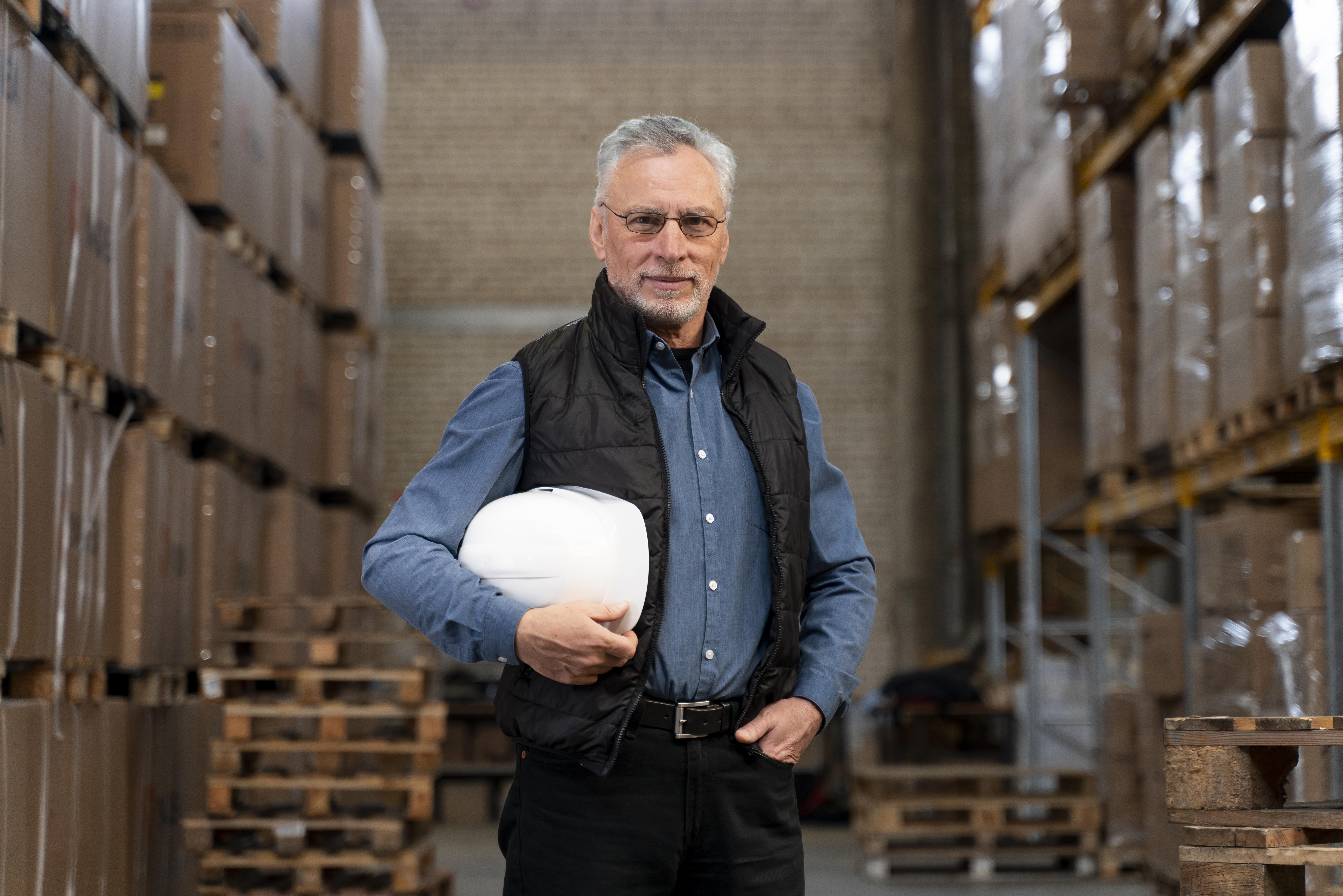 Senior professional in warehouse