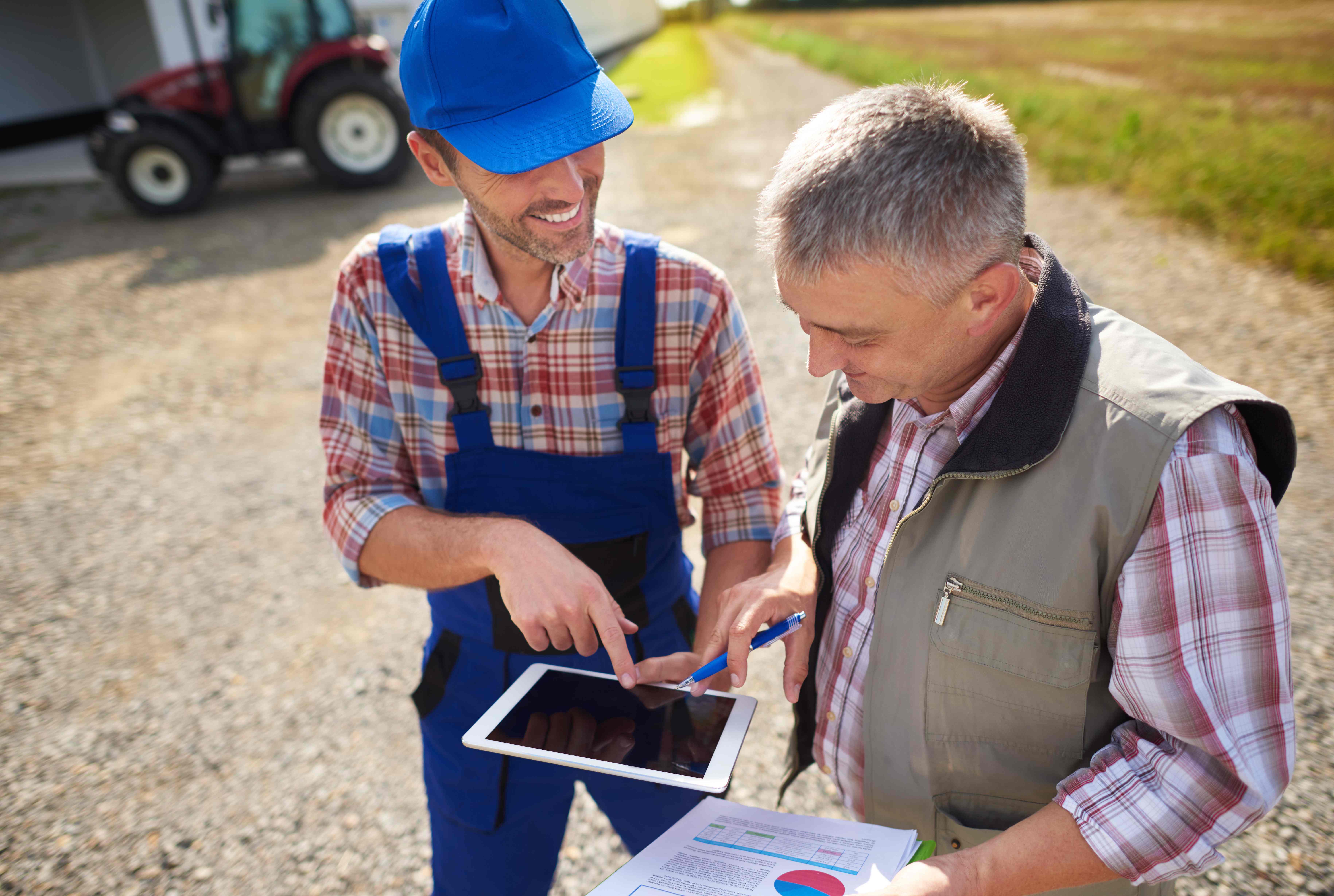 Construction workers with tablet